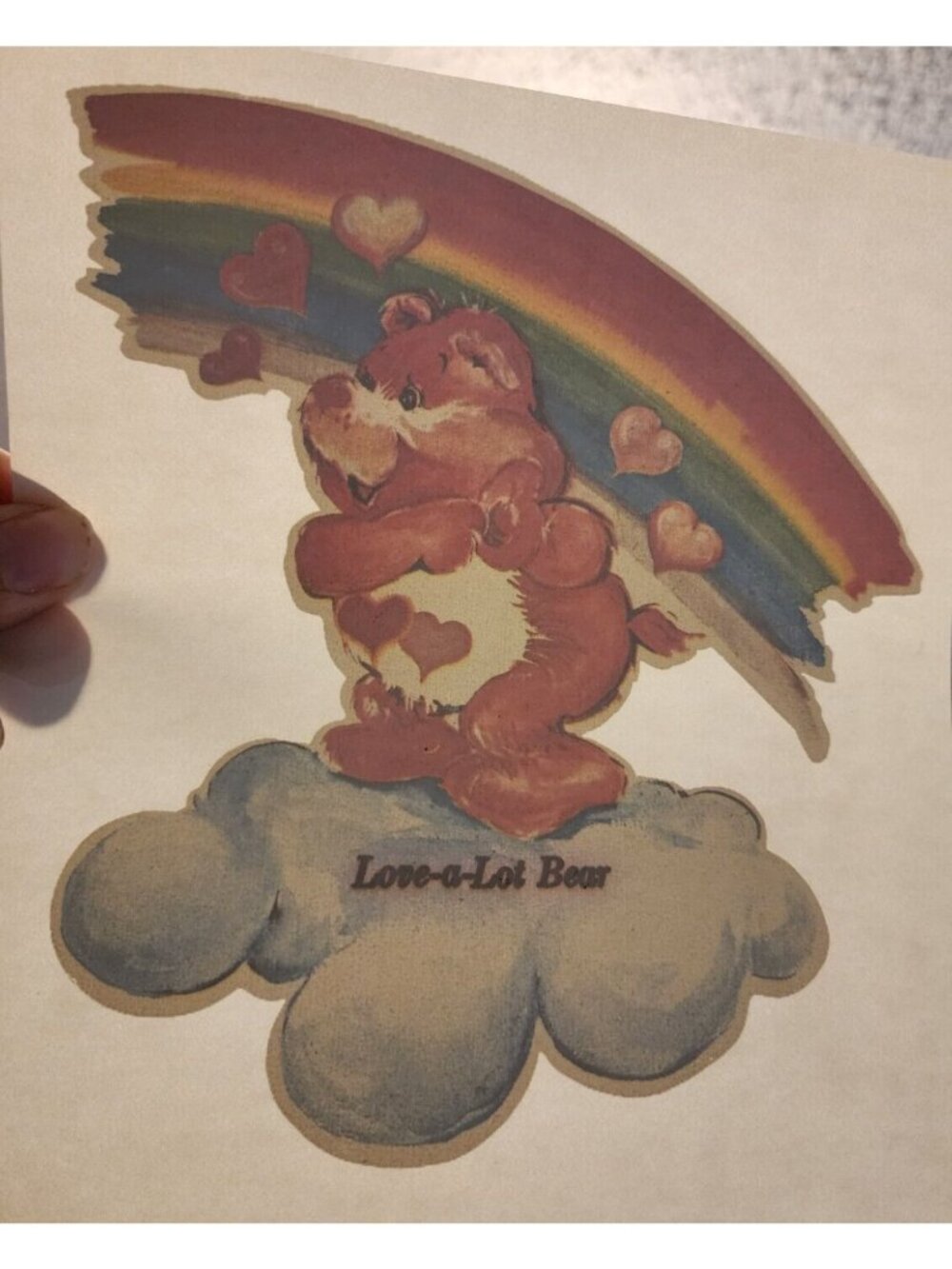Original Vintage Care Bears Love-A-Lot Bear Iron On Transfer Rainbow Cloud